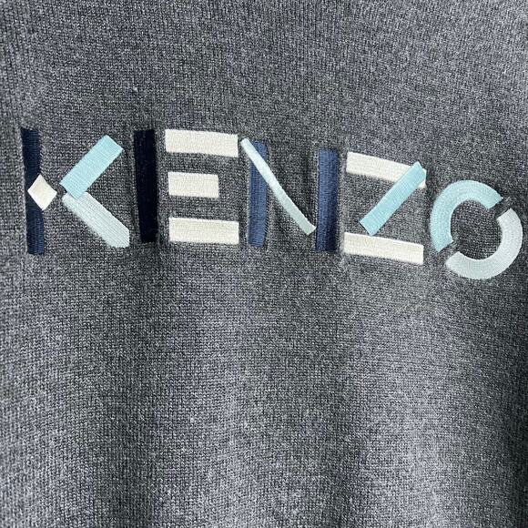 FLOOR Kenzo Multicolor Classic Logo Sweater Gray 100% Wool Fits Medium - Picture 4 of 6